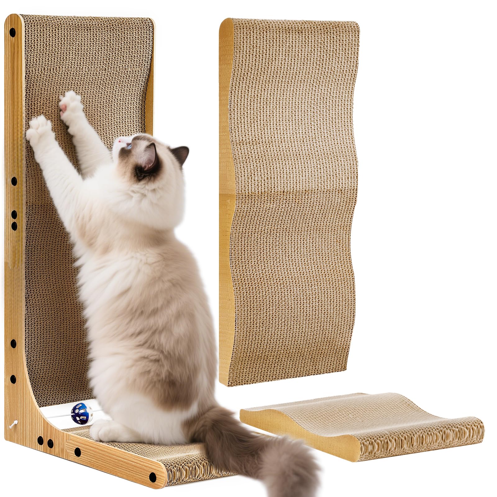 AOZITA cat scratcher with replacement cardboard insert shields furniture from wear