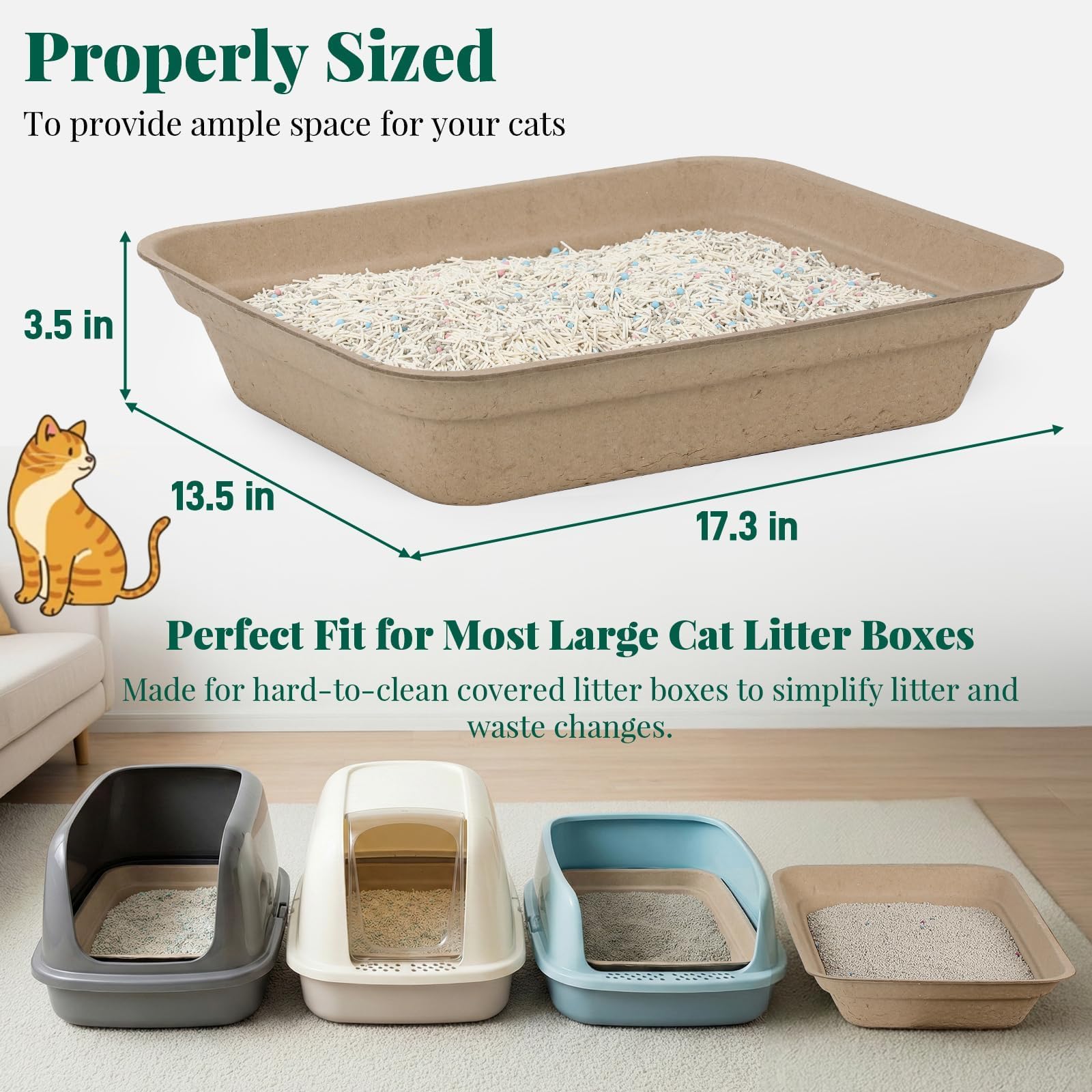 AOZITA thick, leak-proof litter box keeps floors dry and clean.