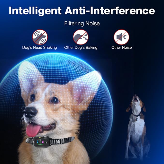 AOZOOM Bark Collar LED Display shows mode, level, and power