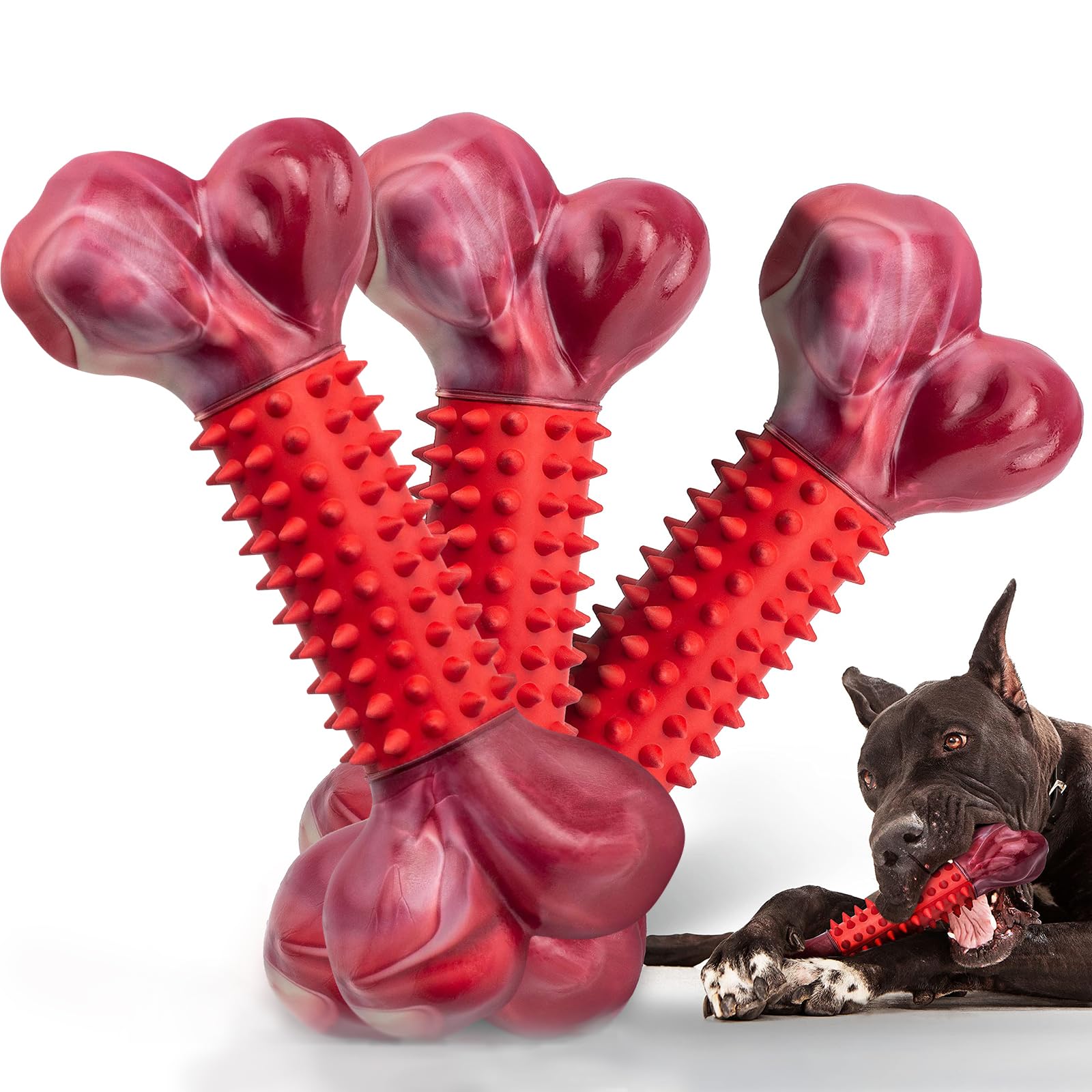 Apasiri 3-pack tough dog toys for aggressive chewers and long-lasting engagement