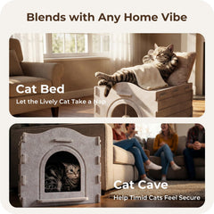 Apasiri cat bed cave upper bed in sunlight, perfect for warm sunny lounging.