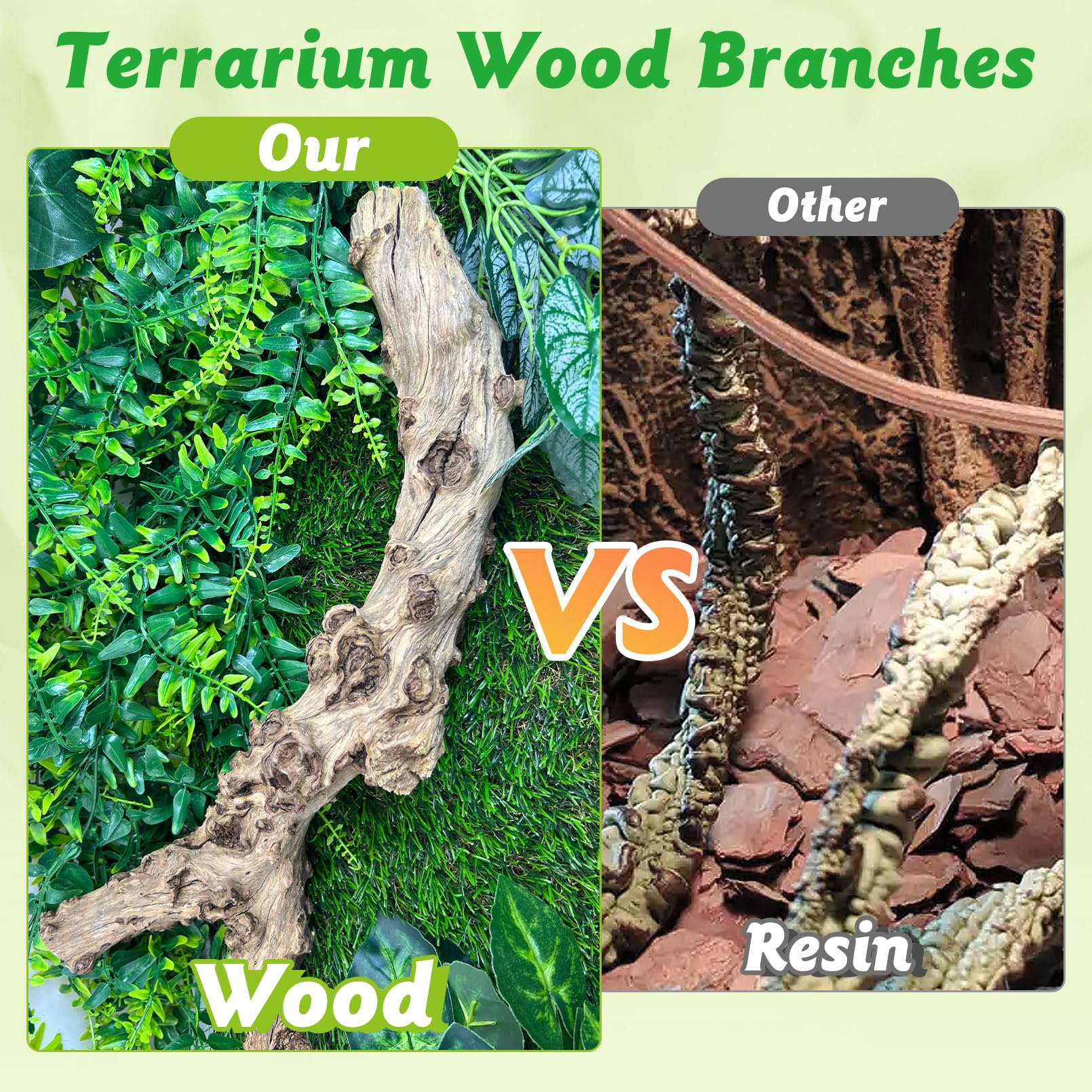 Apatal reptile branch decor: gecko enclosure branch supports grip and retreat spots.