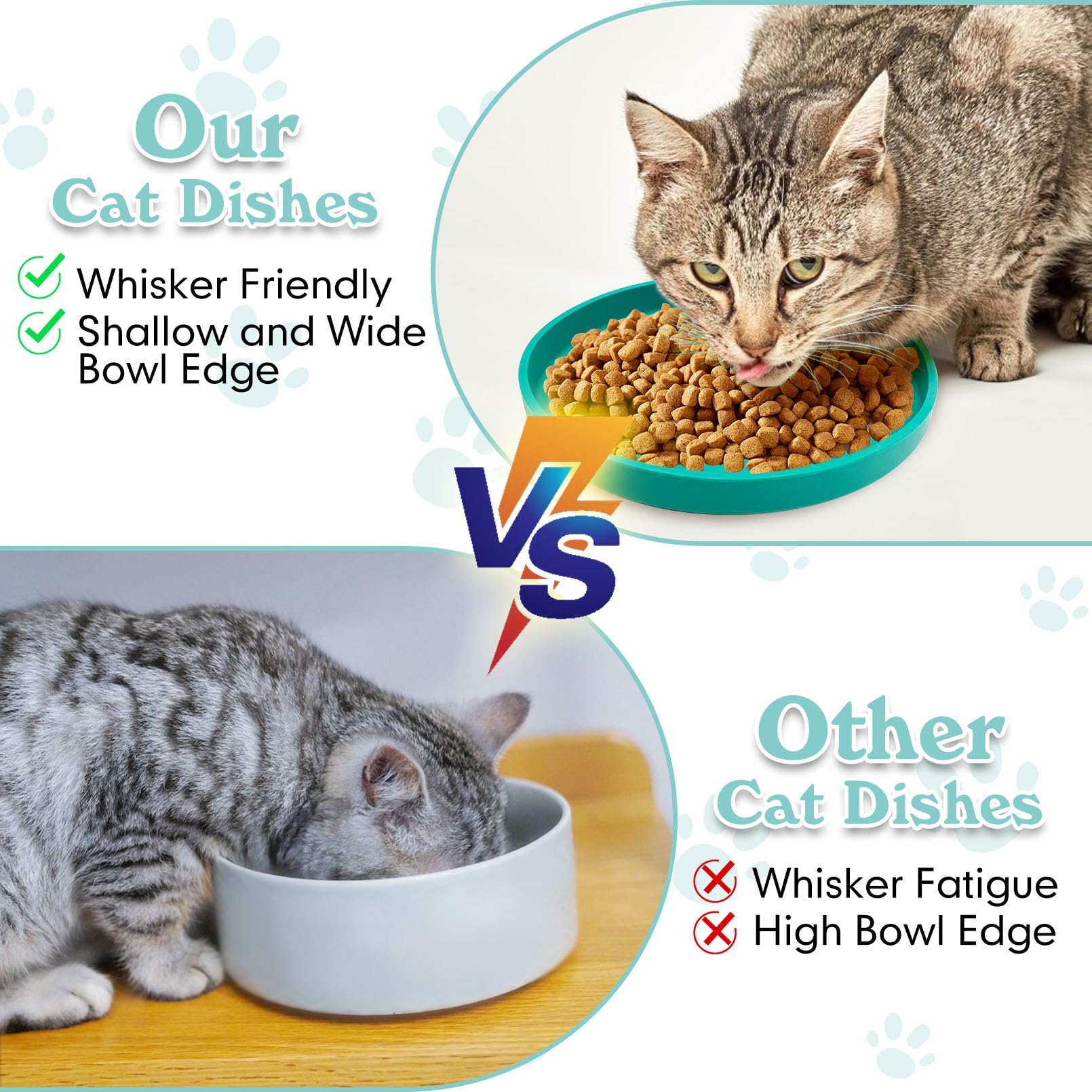 Apatal shallow bowls for small dogs and short-nosed breeds.