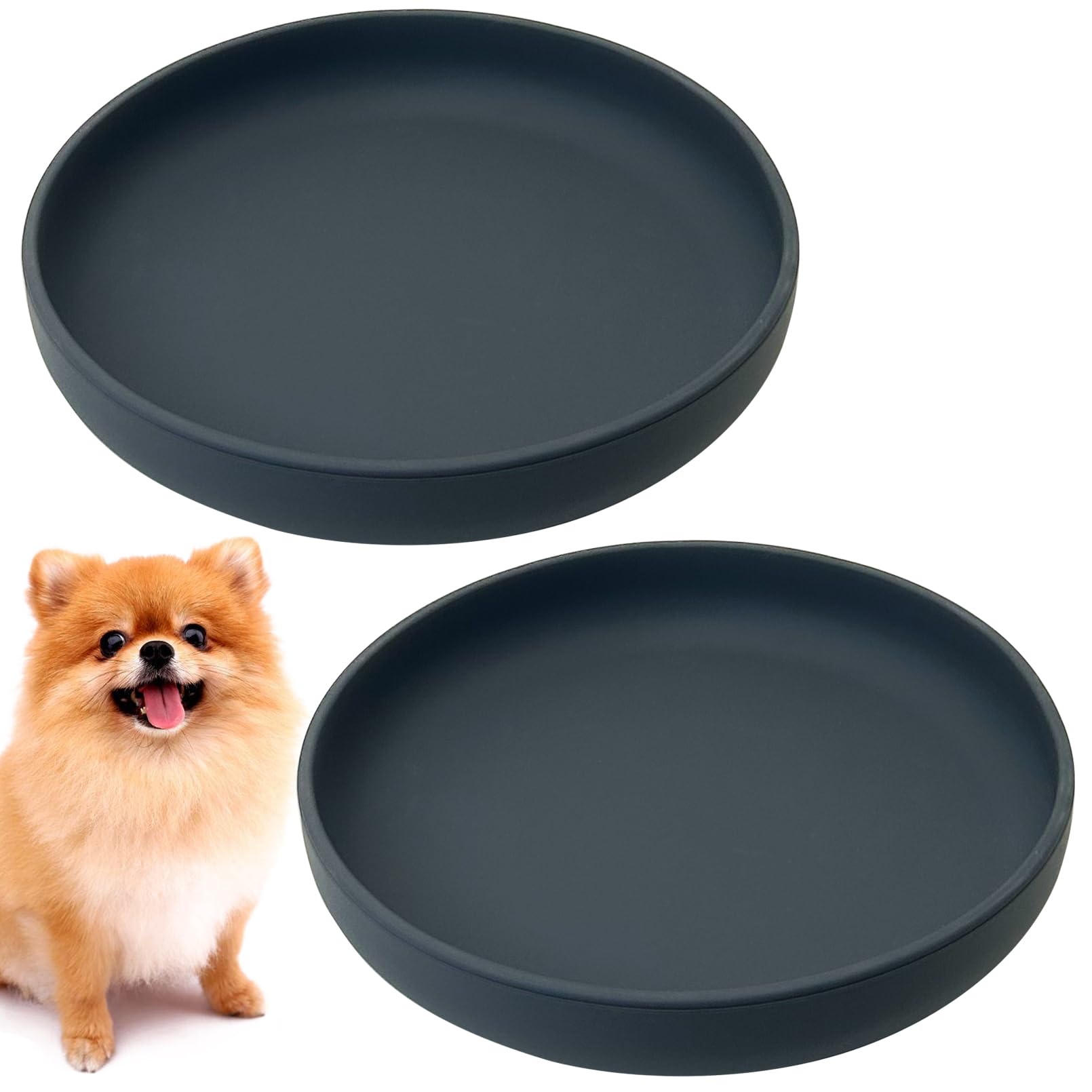 Apatal silicone dog bowl flat 2-pack for mess-free meals