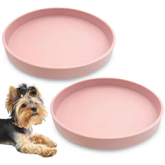 Apatal silicone dog bowl shallow pink, easy feeding for flat-faced dogs.
