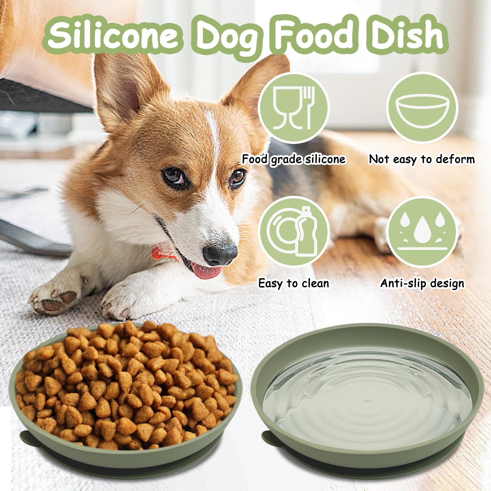 Apatal silicone pet bowl with a one-piece design for easy cleaning.