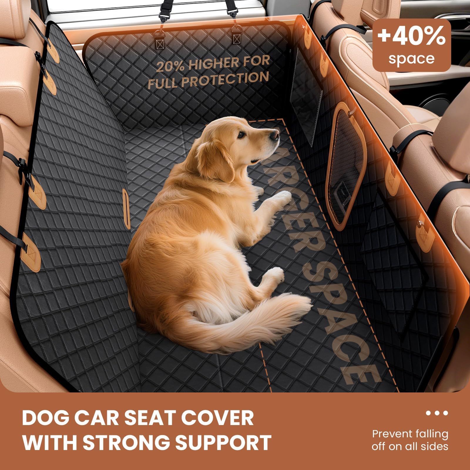 A-Pce waterproof layer shields upholstery from spills and mud.
