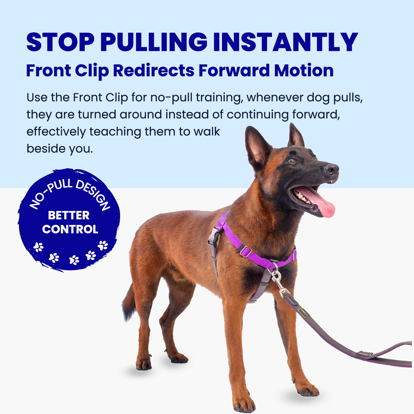 APDEXY Freedom No-Pull Harness back clip supports casual walks and comfortable jogs.