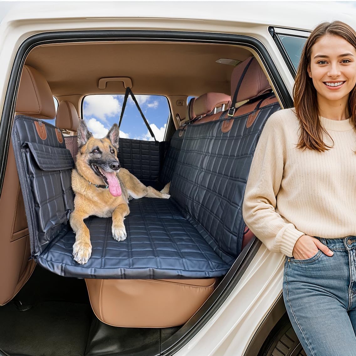 APetsPlanet backseat extender with door covers protecting doors while boosting dog comfort.