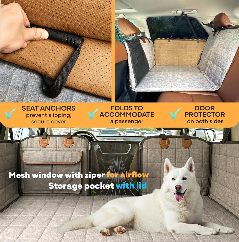 APetsPlanet backseat extender mesh-window highlights airflow and dog visibility during drives