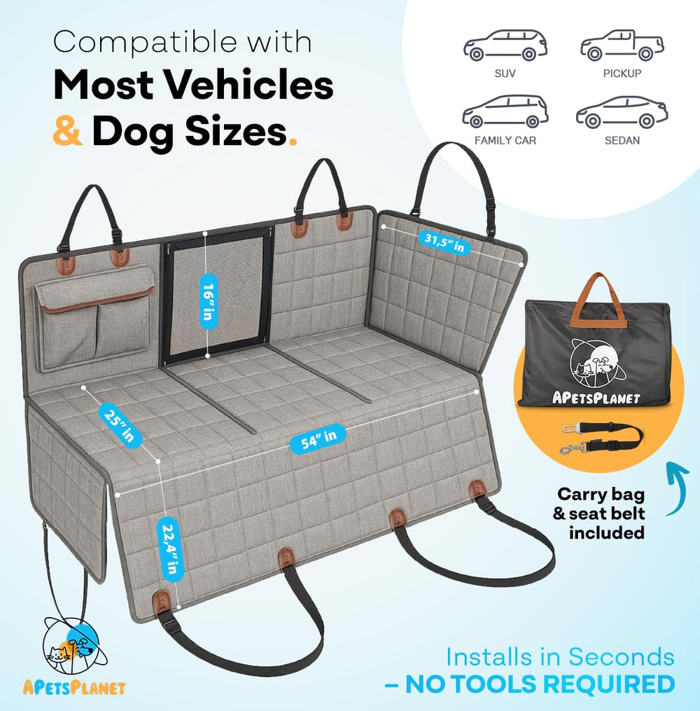 APetsPlanet backseat extender waterproof-material emphasizes easy cleaning and interior protection
