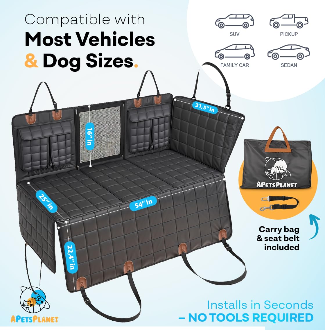 APetsPlanet waterproof cover shields upholstery from paw prints and drool for easy cleaning.