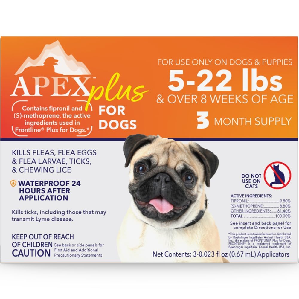 Apex Plus bottle pour demonstrates easy application for quick flea protection.