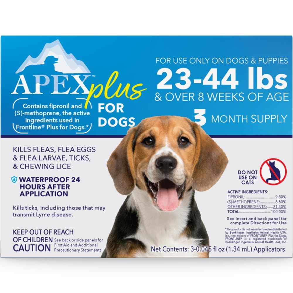 Apex Plus dog flea treatment applied to the back for quick protection.