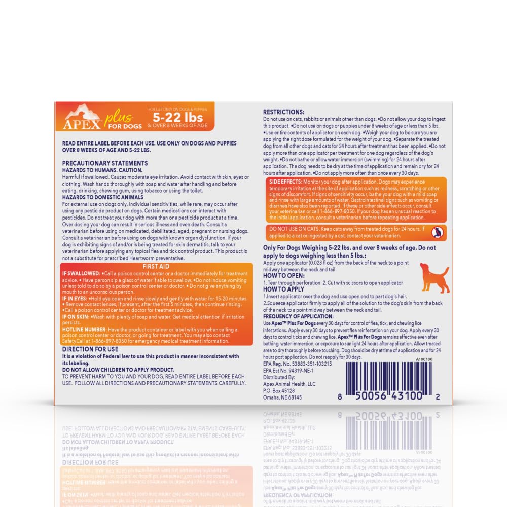 APEX Plus guidelines box and product care instructions.