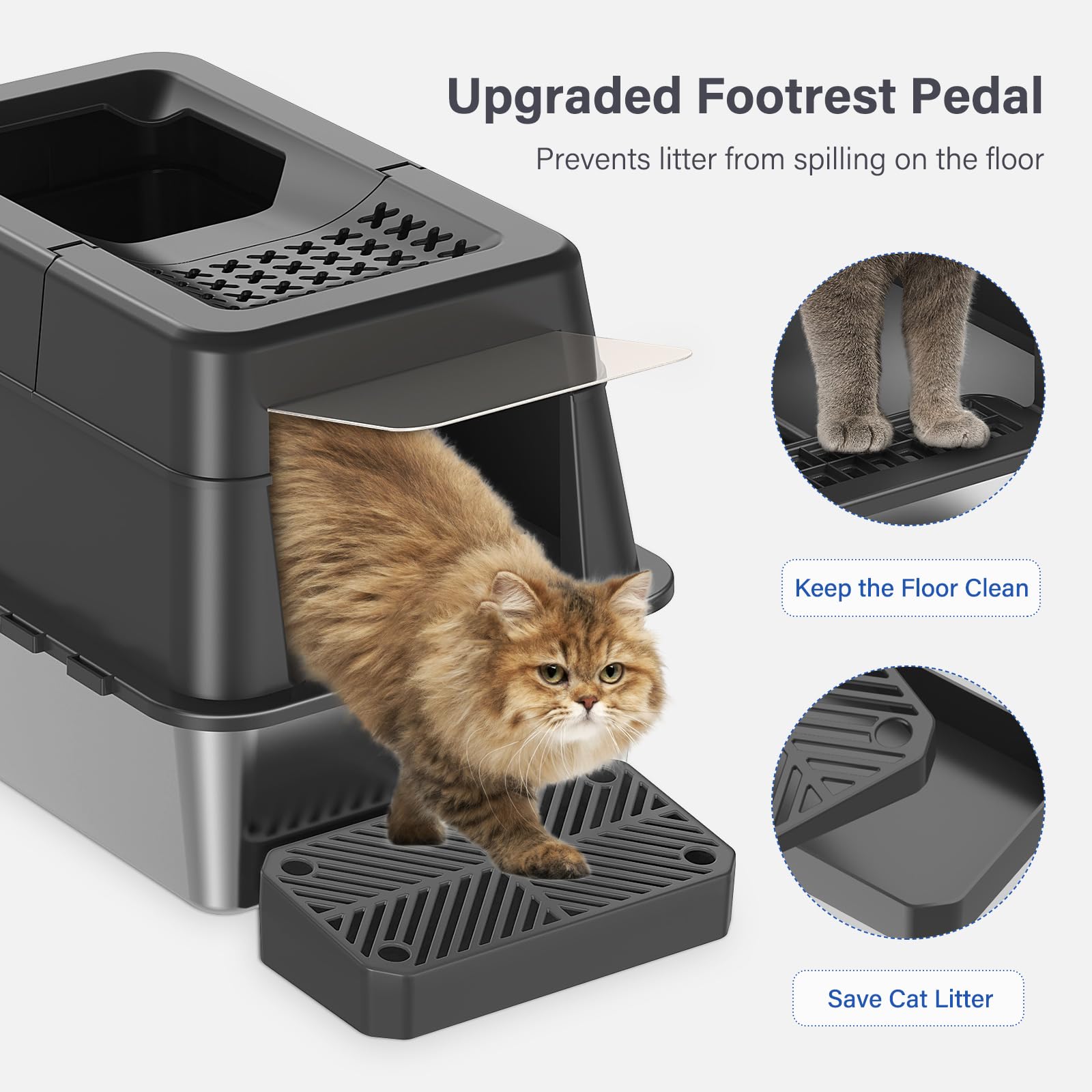 Aphyxen filter pedal helps track litter from paws, keeping floors cleaner