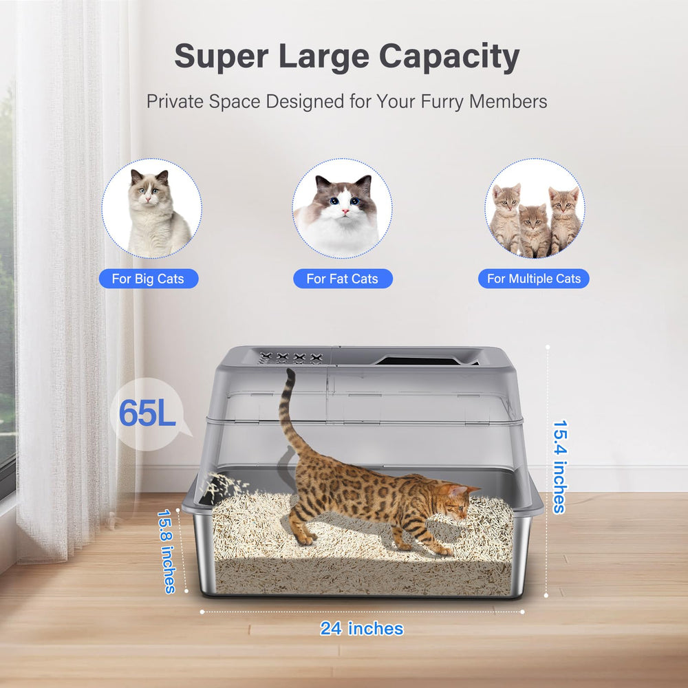 Aphyxen litter box top exit design supports flexible movement