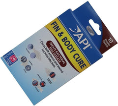 Close-up of the API label with usage instructions for freshwater use