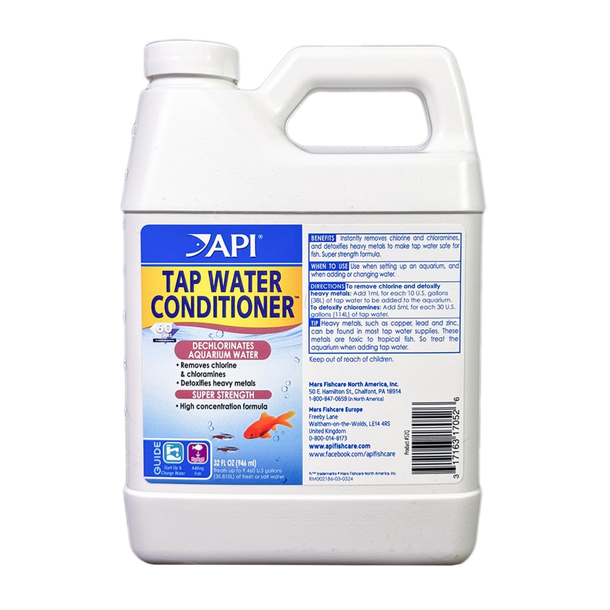 API FishCare 52Q bottle shown for safe water conditioning to protect fish health