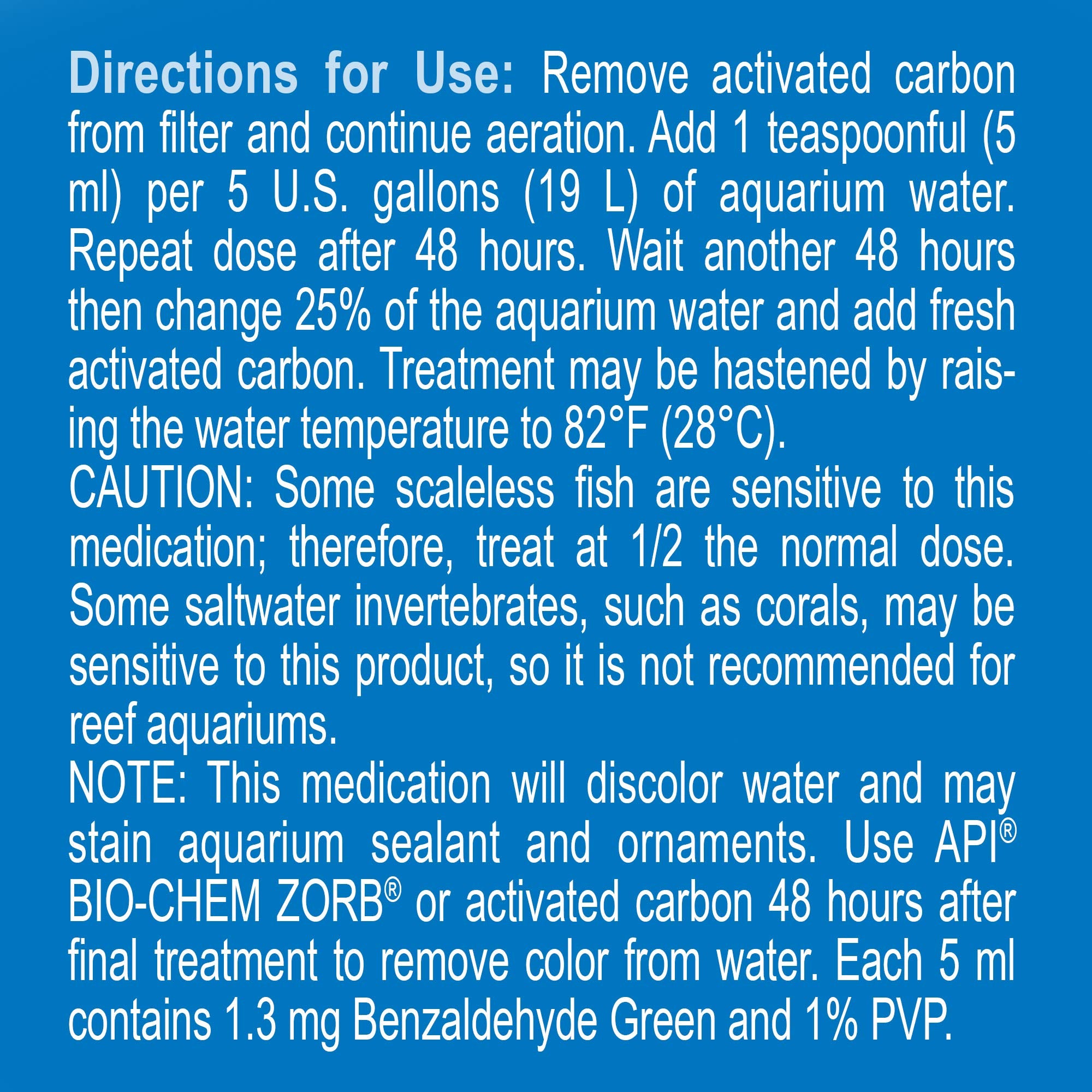API Liquid Super ICK Cure applied in freshwater and saltwater tanks.