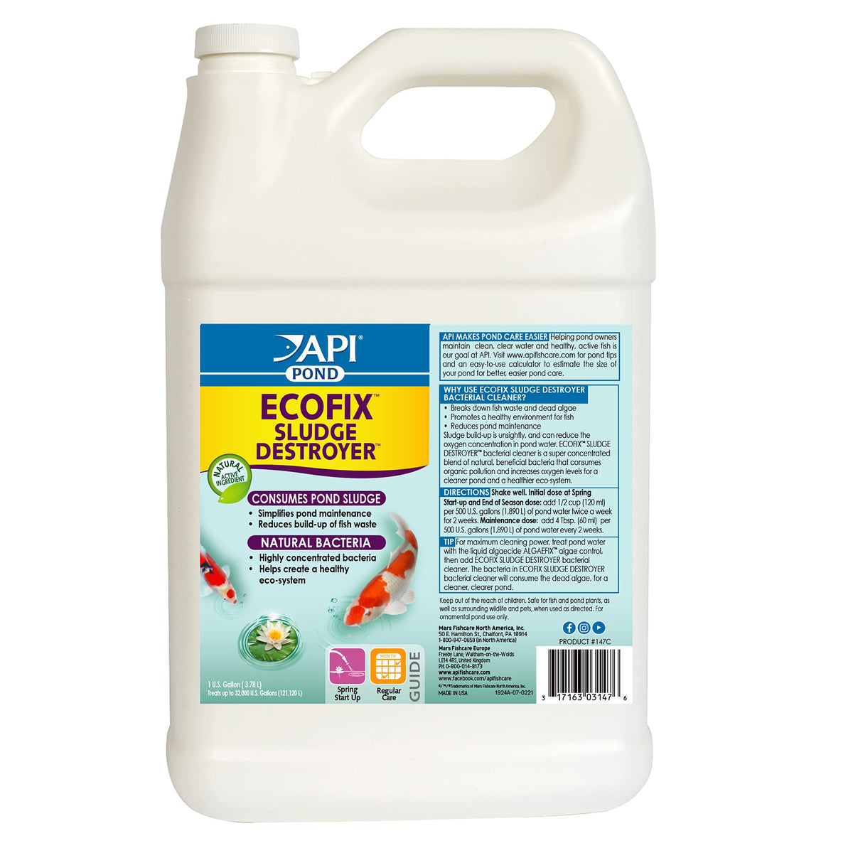 API POND ECOFIX sludge destroyer bottle front view for clearer pond water