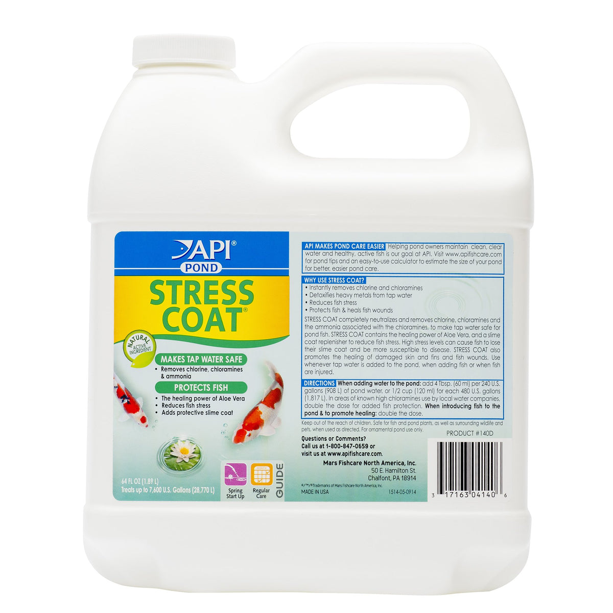API Pond Stress Coat bottle front with Aloe Vera for gentle pond water conditioning.