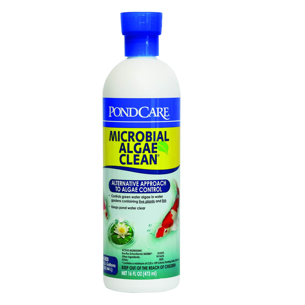API PondCare Microbial Algae Clean bottle ready for pond treatment and algae control.