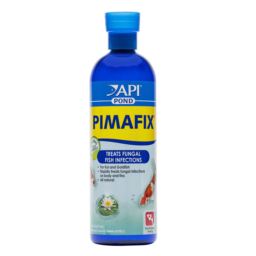 API PondCare PimaFix bottle front shows natural antifungal formula for koi and goldfish.