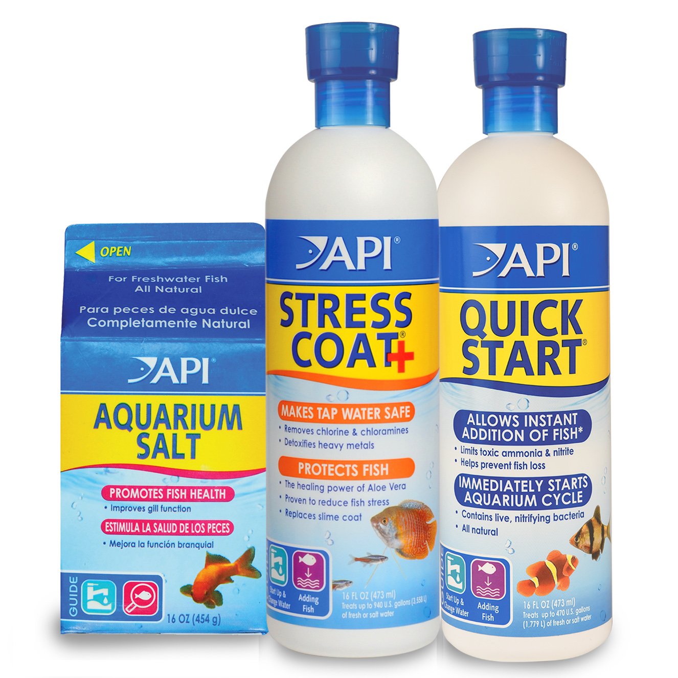 API Quick Start 16-ounce pour shows rapid ammonia and nitrite reduction for a new tank