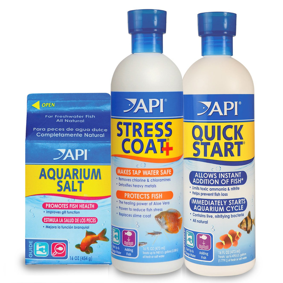 API Quick Start 16-ounce pour shows rapid ammonia and nitrite reduction for a new tank