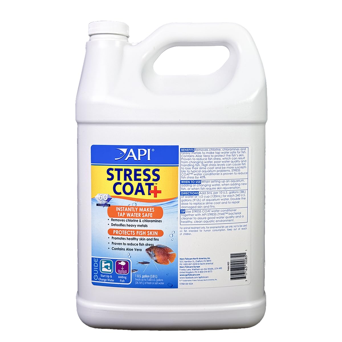 API Stress Coat bottle front view, aloe-enhanced freshwater conditioner.