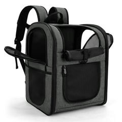 Apollo Walker Pet Carrier Backpack in gray, full view for easy pet transport during trips.