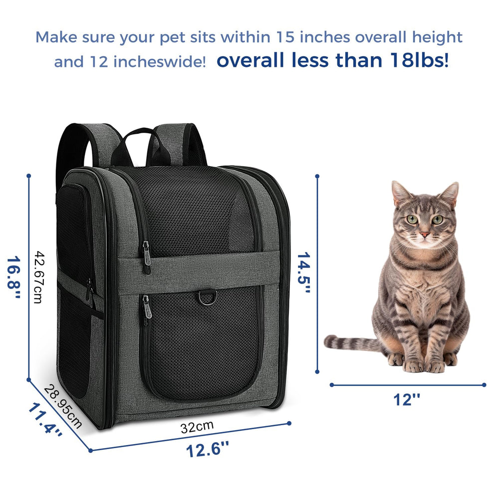 Apollo Walker Pet Carrier Backpack gray with side-pocket for extra storage during travel.