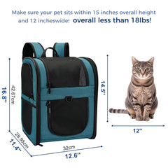 Apollo Walker teal carrier with expandable side pockets for bowls and treats.