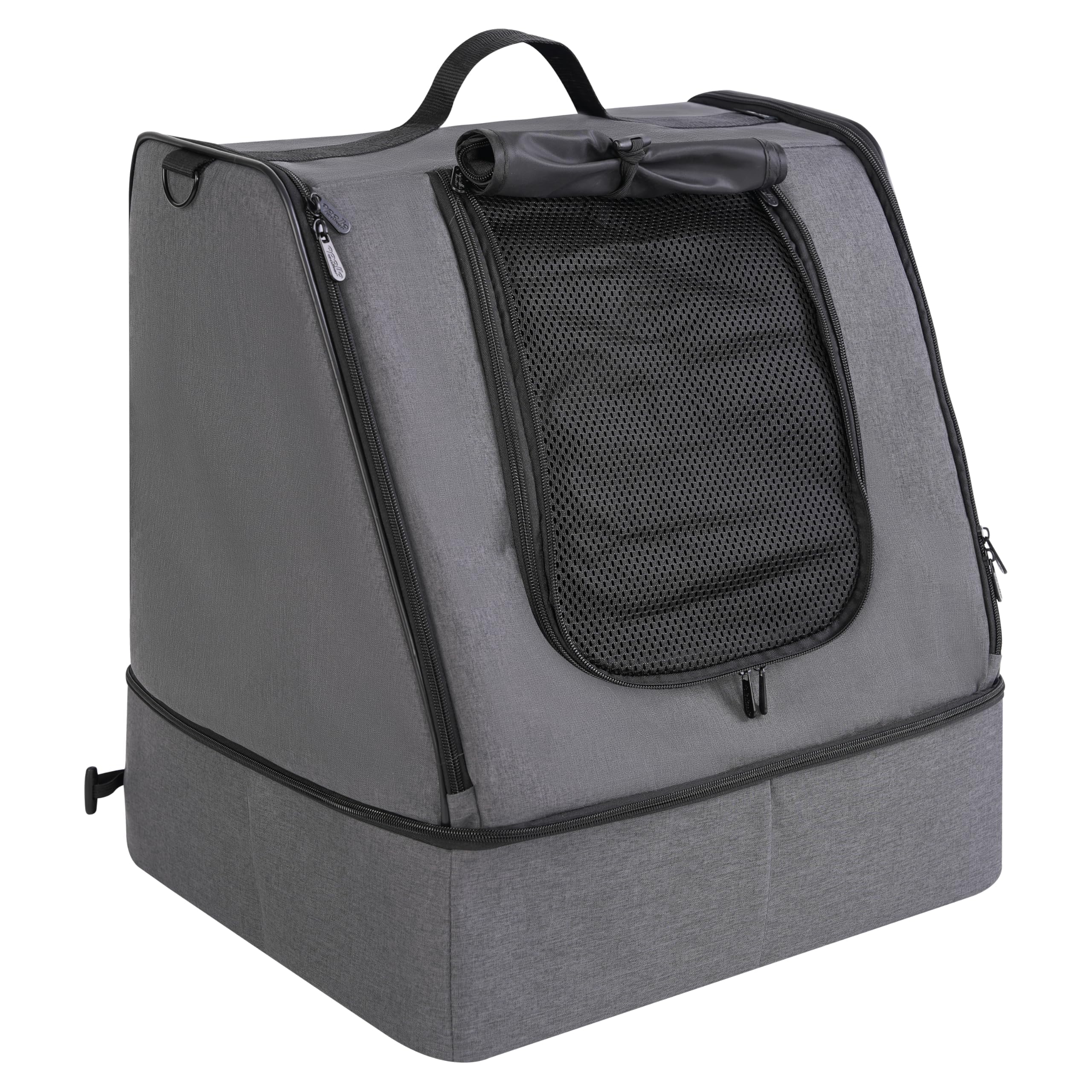 Apollo Walker zipper-closure forms closed box to prevent splashes during trips