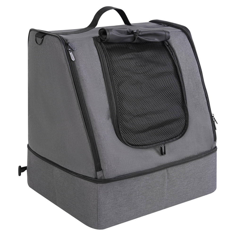 Apollo Walker zipper-closure forms closed box to prevent splashes during trips