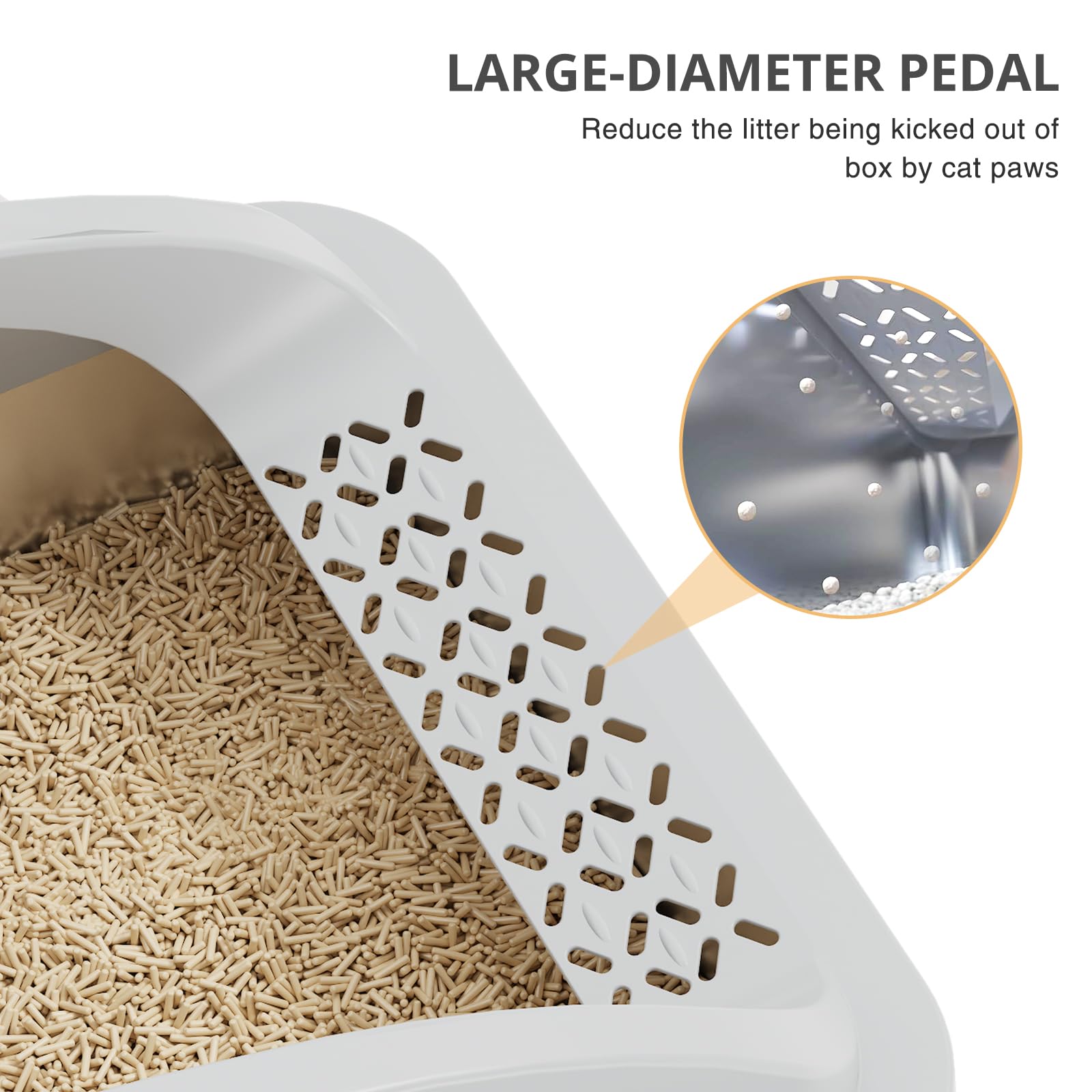 APPKER curved high walls prevent spills and provide privacy