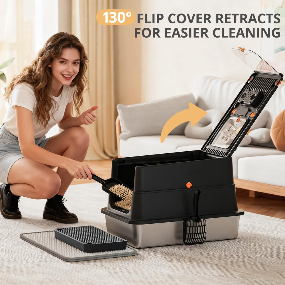 APPKER dual-entry litter box supports pets' preferences while keeping litter contained.