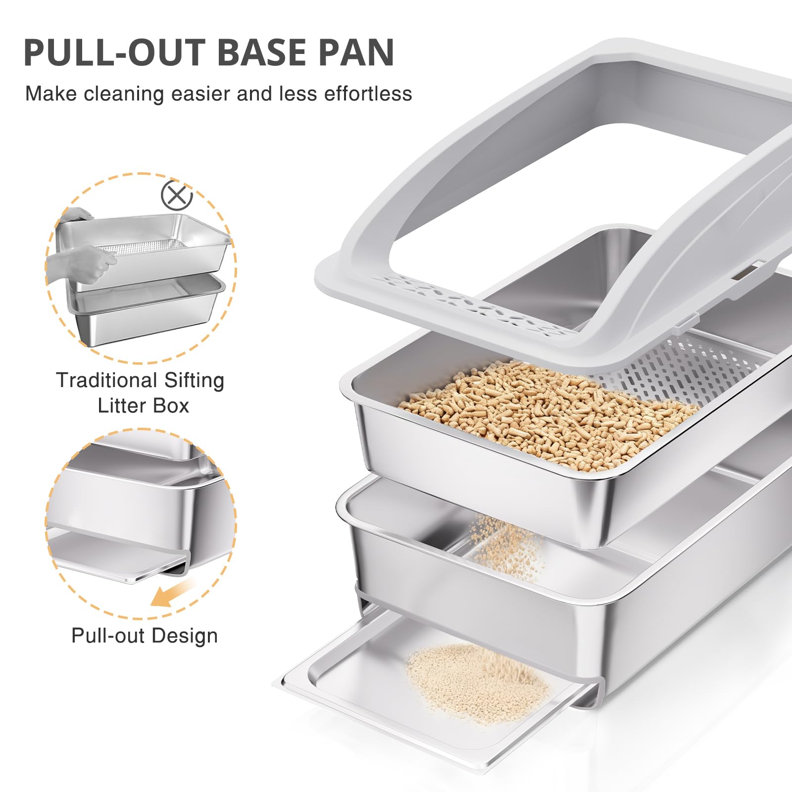 APPKER large-cat spacious litter box provides room for big cats.
