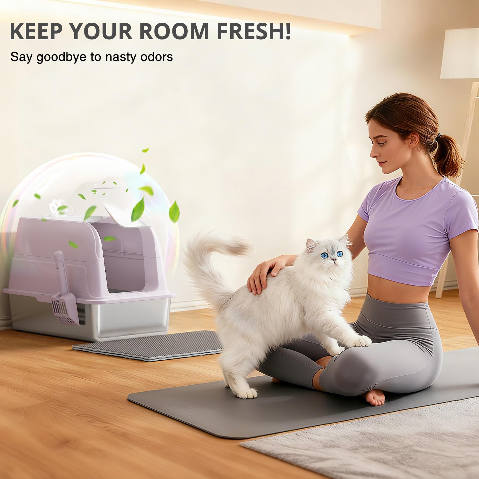 APPKER XL litter box provides ample space for large cats and multi-cat homes