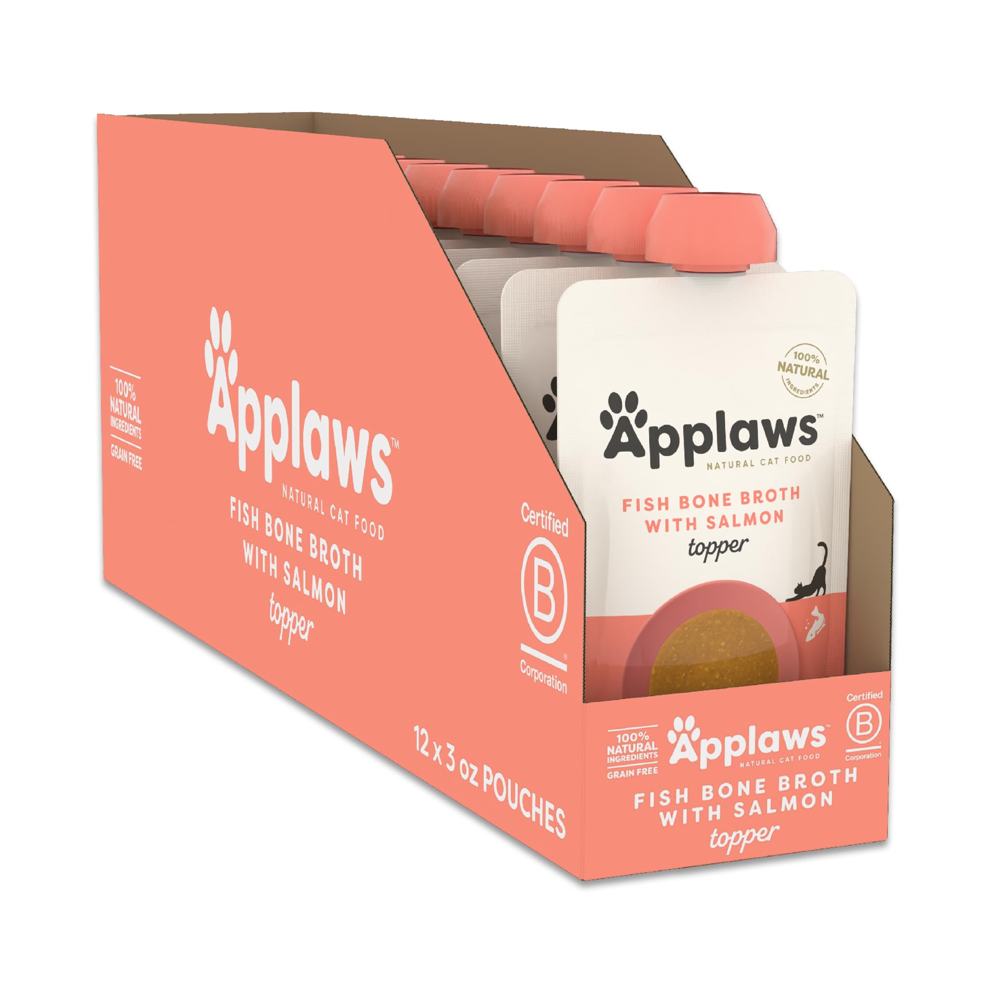 Applaws bone broth topper pouch enhances cat meals with flavorful, protein-rich broth