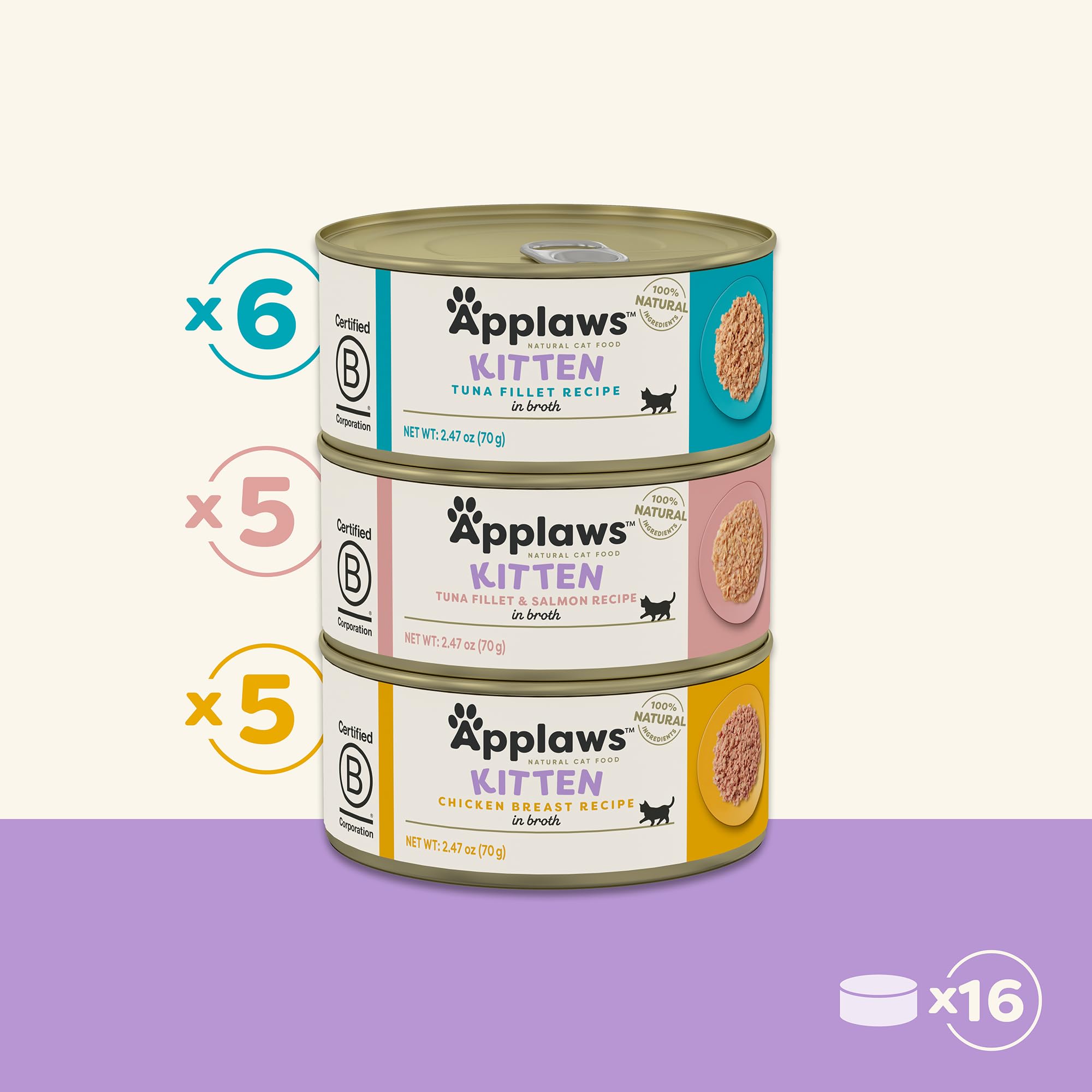 Applaws chicken breast recipe wet cat food, protein-rich and natural.