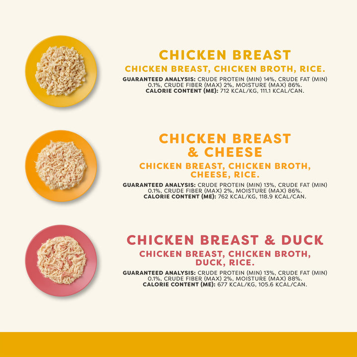 Close-up of Applaws chicken selection in broth cans to emphasize natural ingredients.