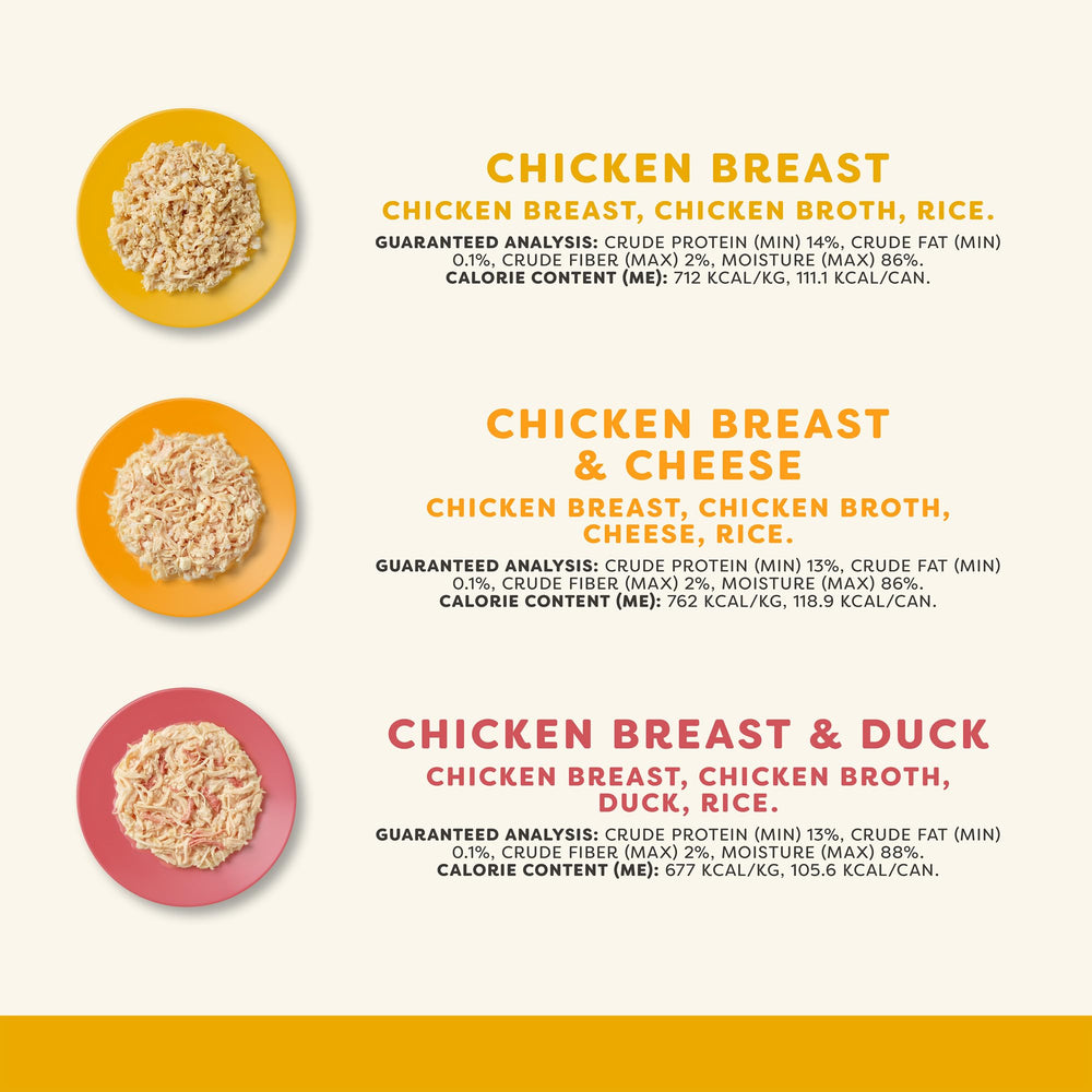 Close-up of Applaws chicken selection in broth cans to emphasize natural ingredients.