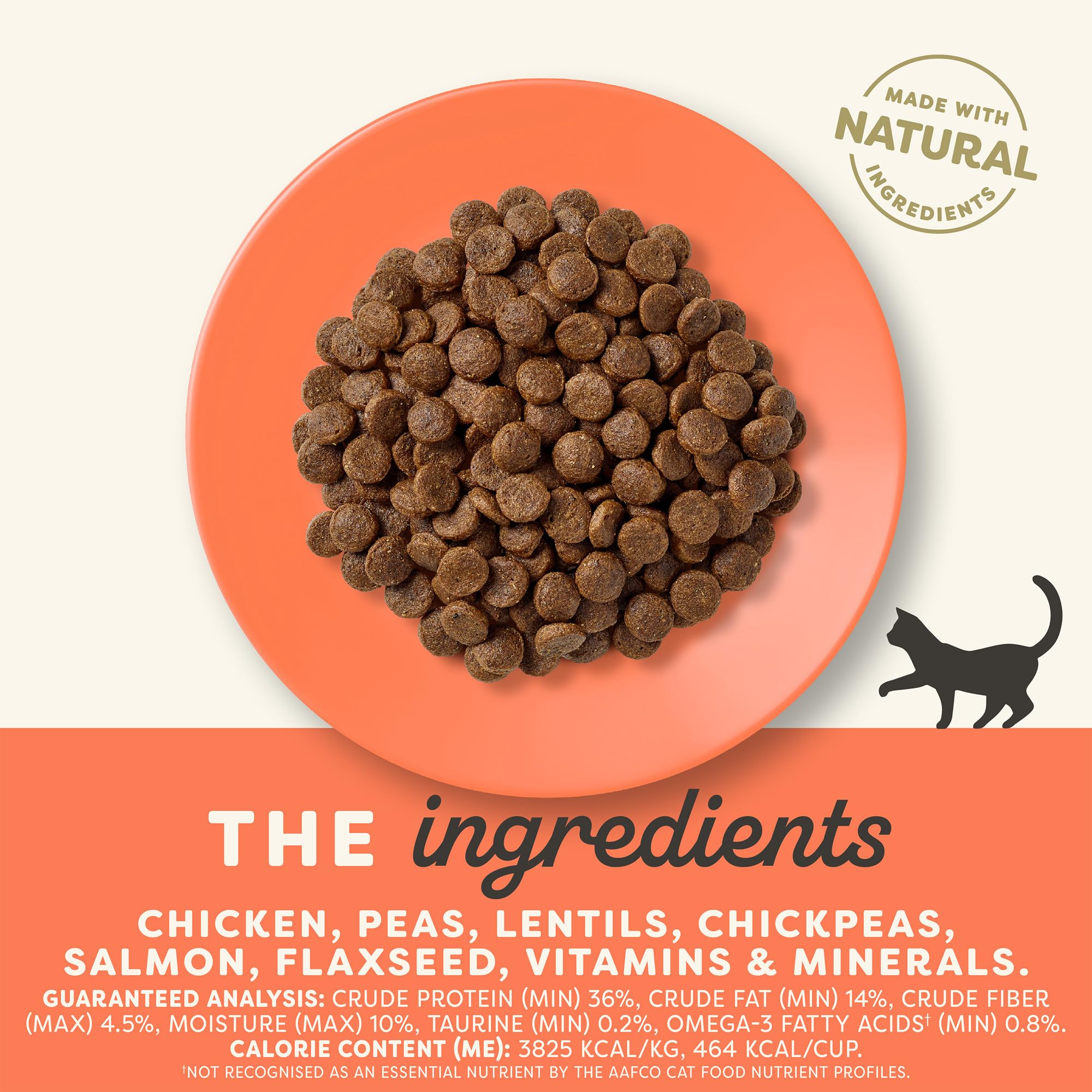 Applaws dry cat food kibble close-up highlights high-protein first ingredient.