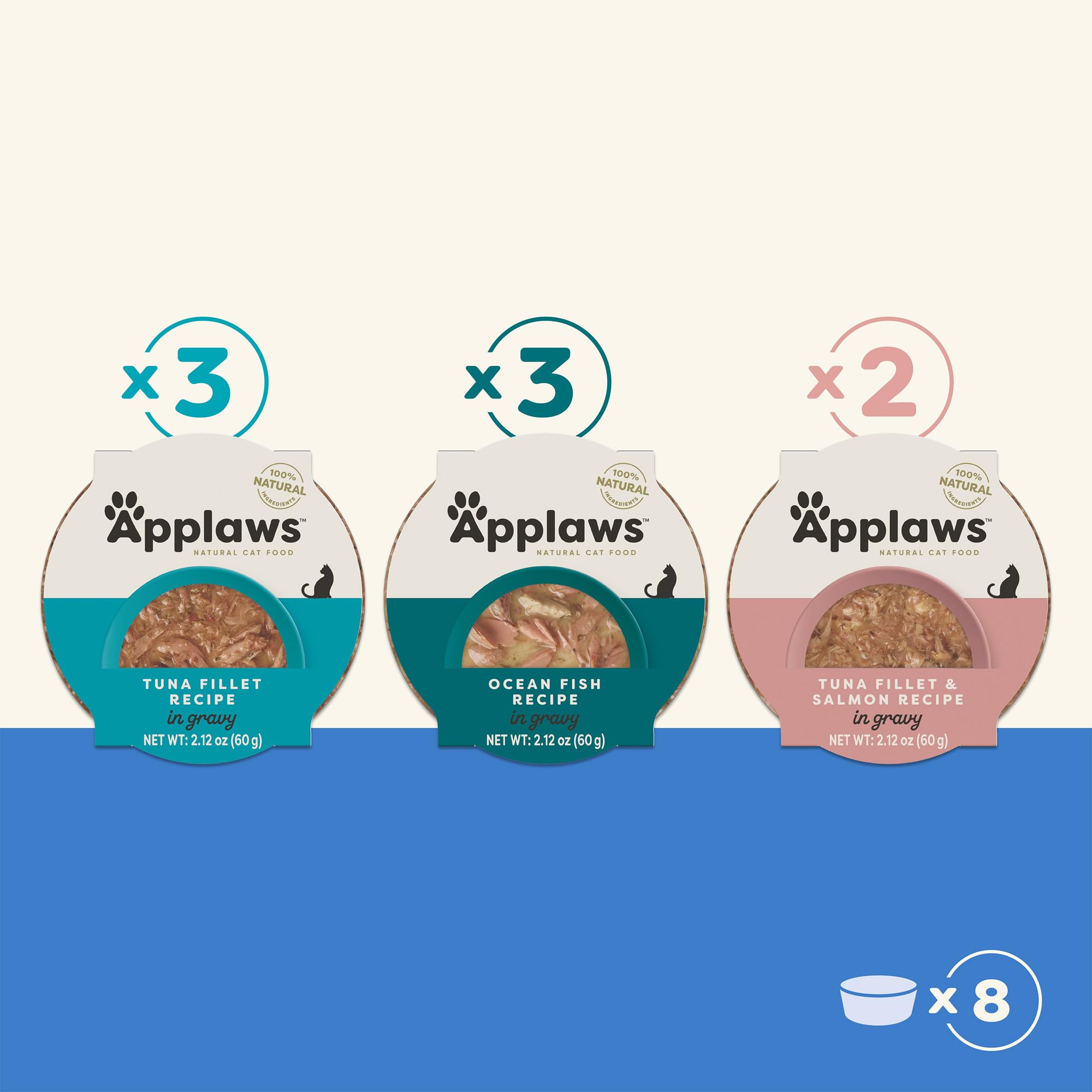 Applaws grain-free packaging emphasizes natural ingredients and hydration.