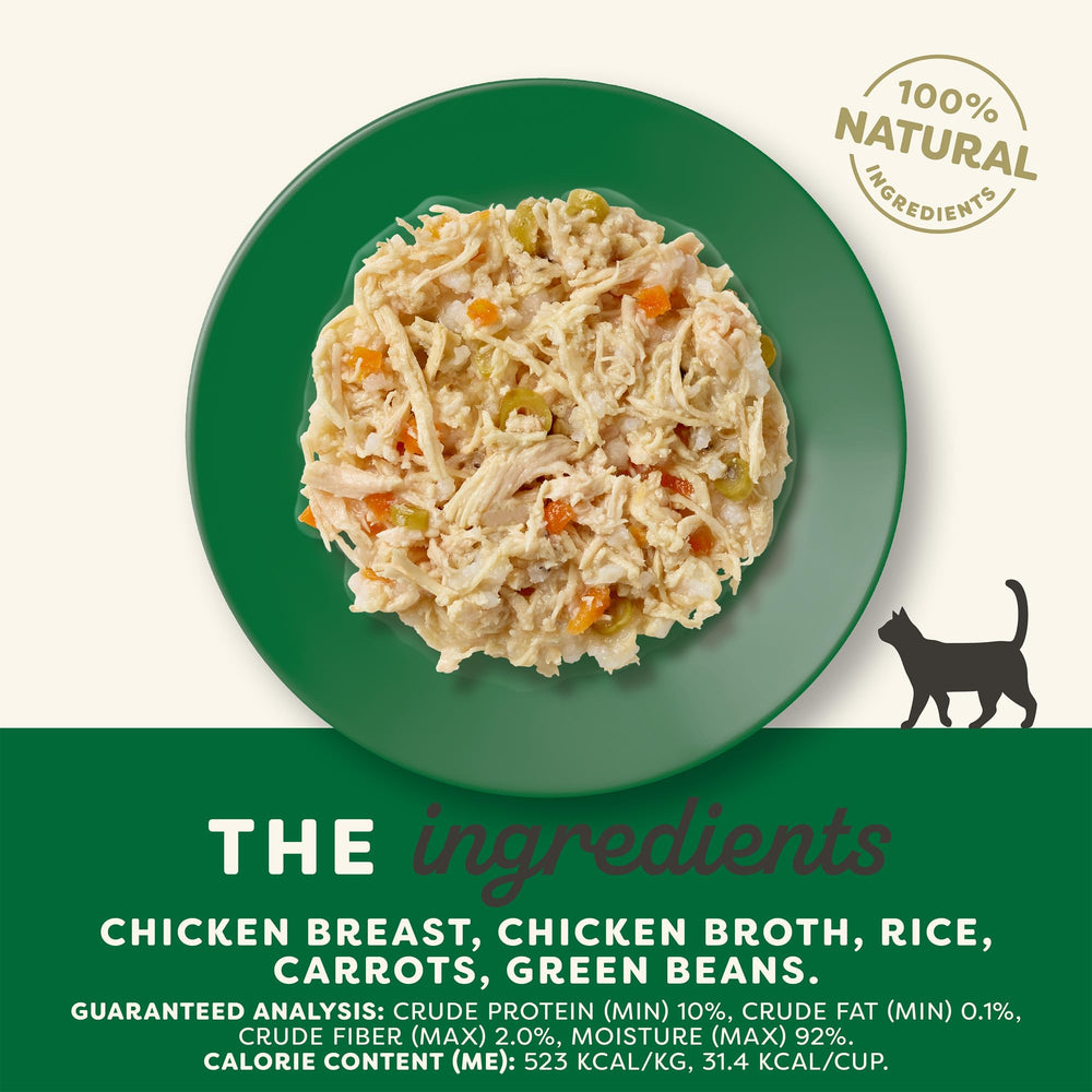 Close-up of chicken, carrot, and green bean ingredients highlighting natural simplicity.