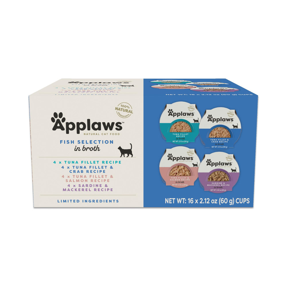 Applaws natural wet cat food in fish broth cups for active cats