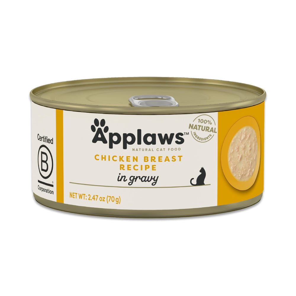 Applaws chicken breast in gravy ingredients bowl emphasizes natural ingredients.