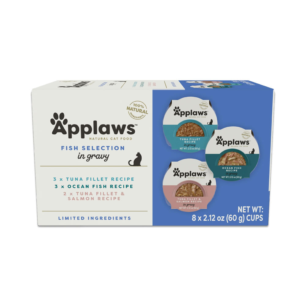 Applaws natural wet cat food in gravy served in a bowl, boosting hydration and flavor.